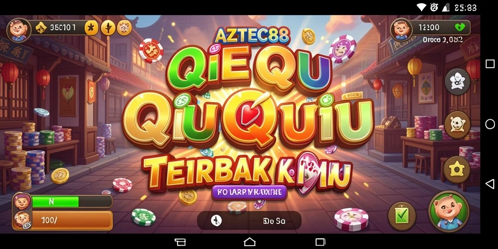 Screenshot gameplay AZTEC88 menunjukkan aksi bermain QiuQiu yang penuh warna.