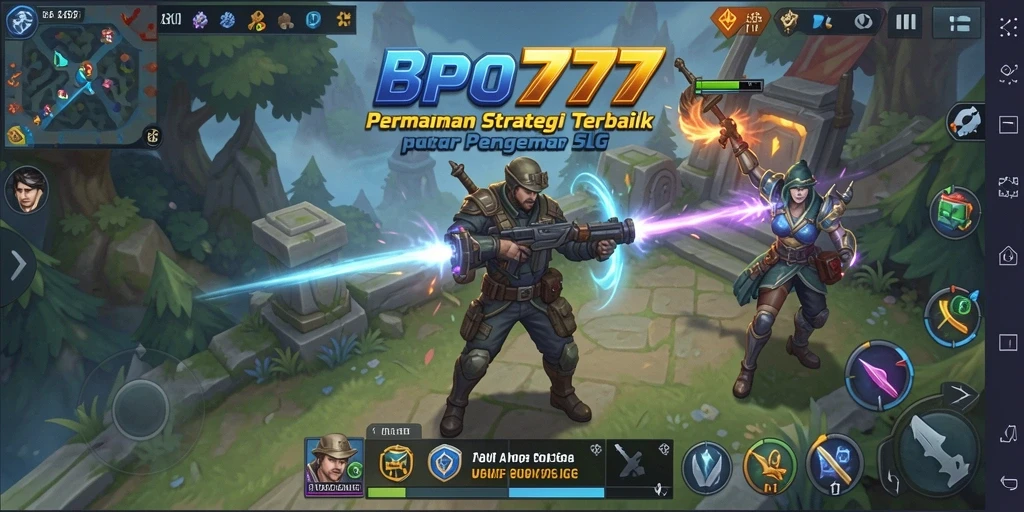 Screenshot utama BPO777 menampilkan pertempuran strategis yang mendebarkan.