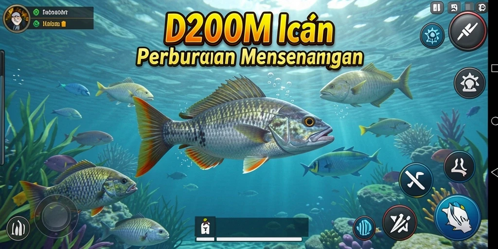 Tampilan gameplay seru D200M dengan aksi Tembak Ikan.