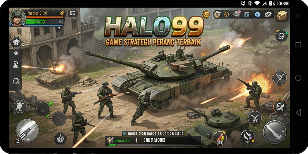 Screenshot utama menunjukkan aksi pertempuran mendebarkan di HALO99.