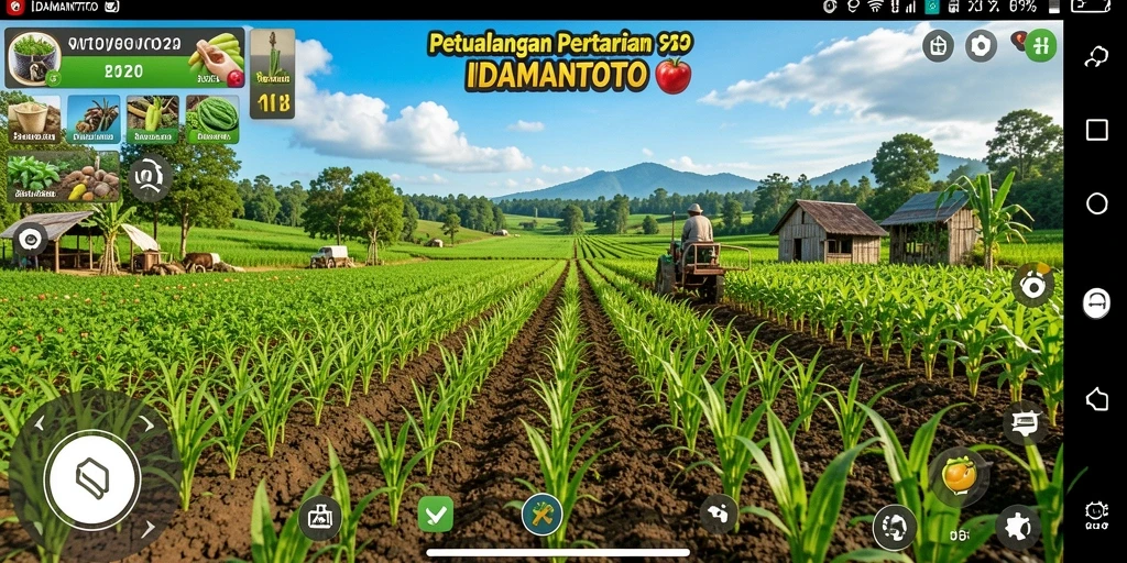 Tampilan gameplay menarik dari IDAMANTOTO menunjukkan aktivitas bertani yang seru.