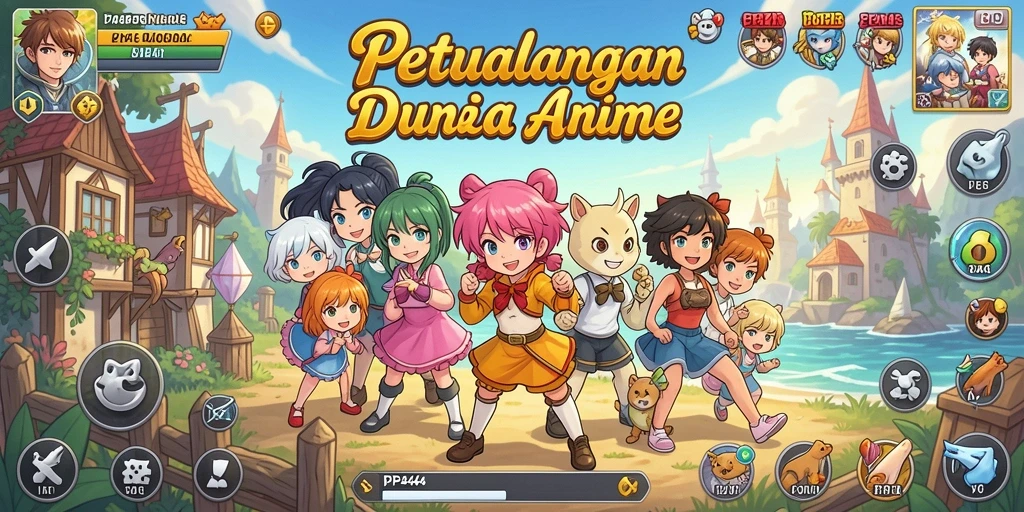 Tampilan gameplay PP444 dengan karakter anime yang menawan dan aksi mendebarkan.
