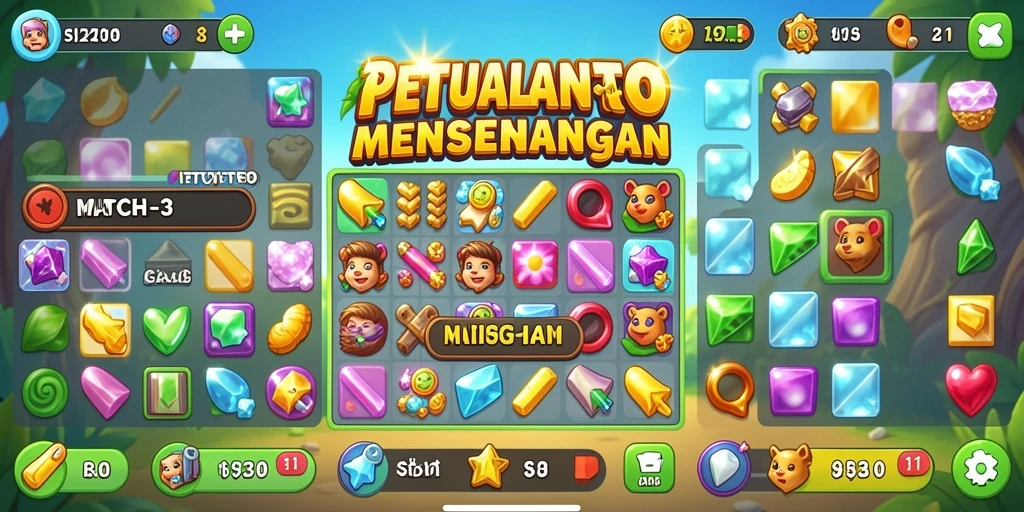 Screenshot utama dari gameplay SITUSTOTO yang menunjukkan aksi mencocokkan yang seru.