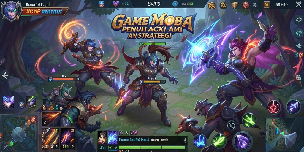 Screenshot gameplay SVIP9 menunjukkan pertarungan yang mendebarkan antara karakter-karakter unik.