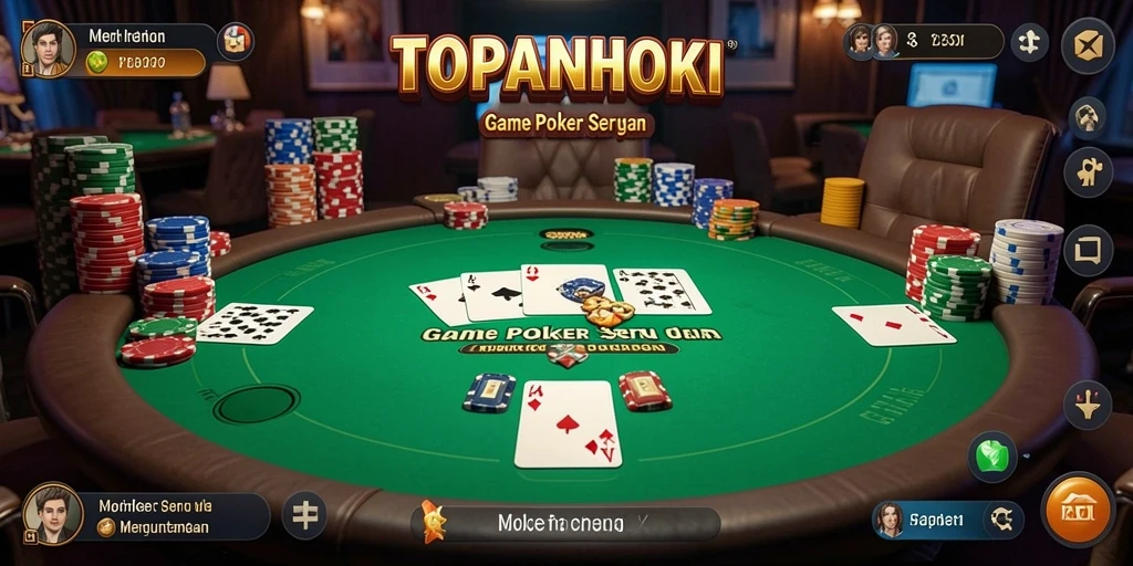 Tangkapan layar utama TOPANHOKI menampilkan momen seru permainan Poker.