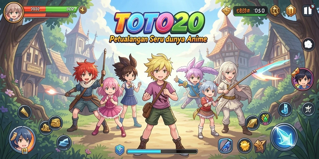 Screenshot utama TOTO20 menampilkan karakter anime yang dinamis dalam aksi.