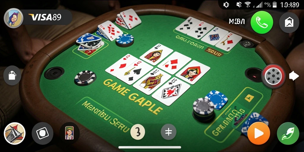 Screenshot utama VISA89 menampilkan gameplay Gaple penuh aksi dan keseruan.