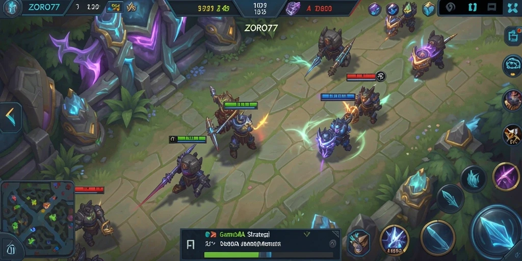 Gameplay seru ZORO77 dengan pertempuran antara dua tim.
